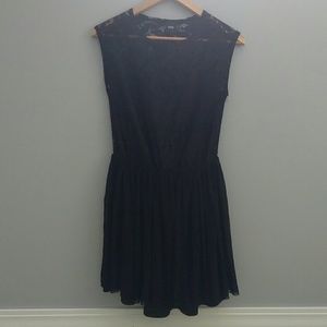 Asos black midi dress with flare skirt